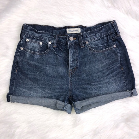 Madewell Shorts Women 27 Boyfriend Rollup Cut off Button Fly Denim Jean L - Picture 1 of 6